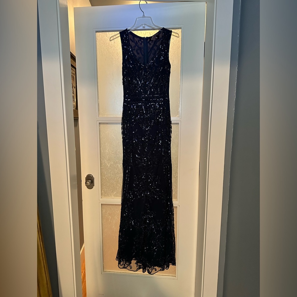 Elegant Blue Sequin Gown
